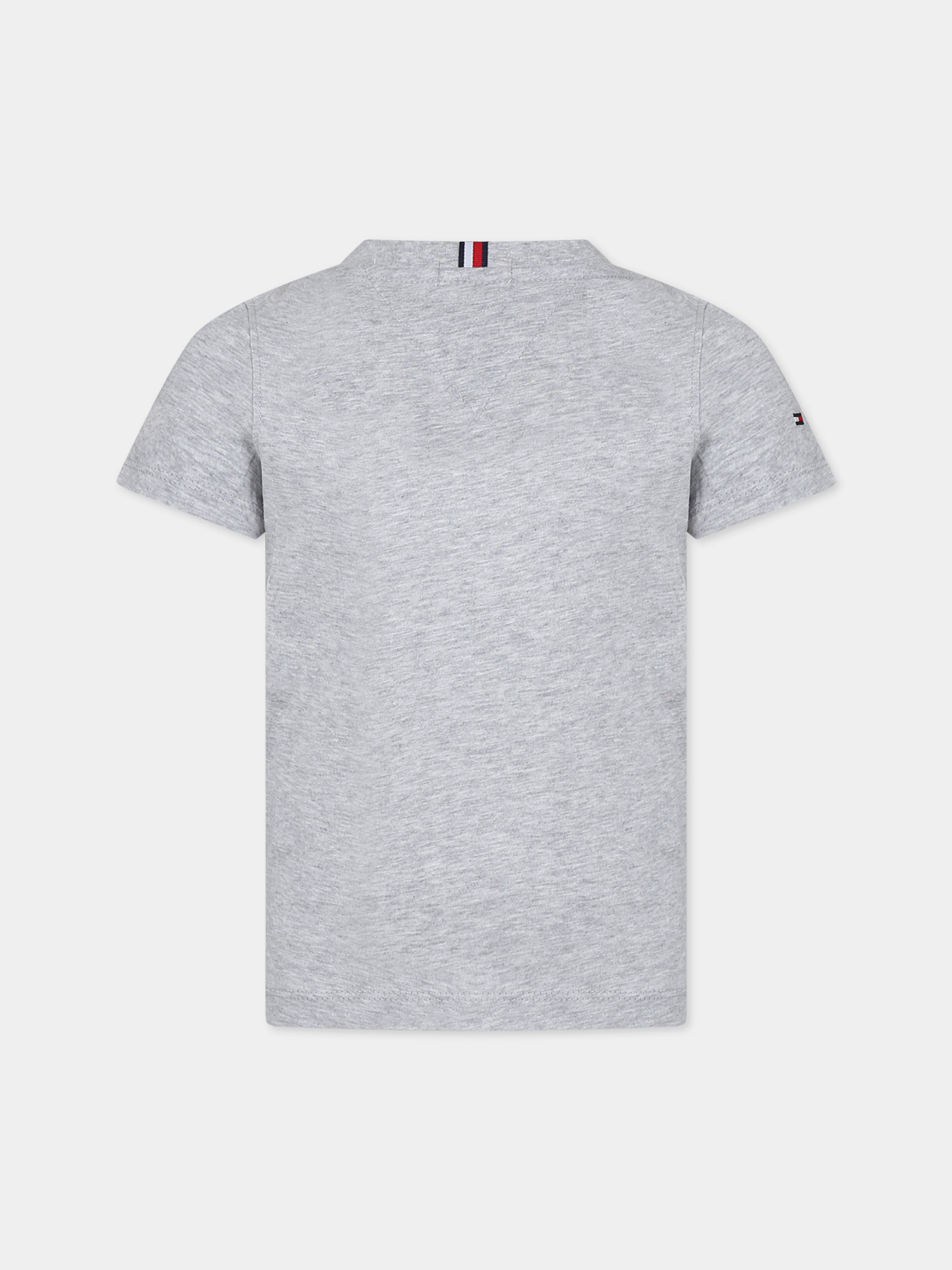 T-shirt grigia per bambino con logo,Tommy Hilfiger Junior,KS0KS00210
