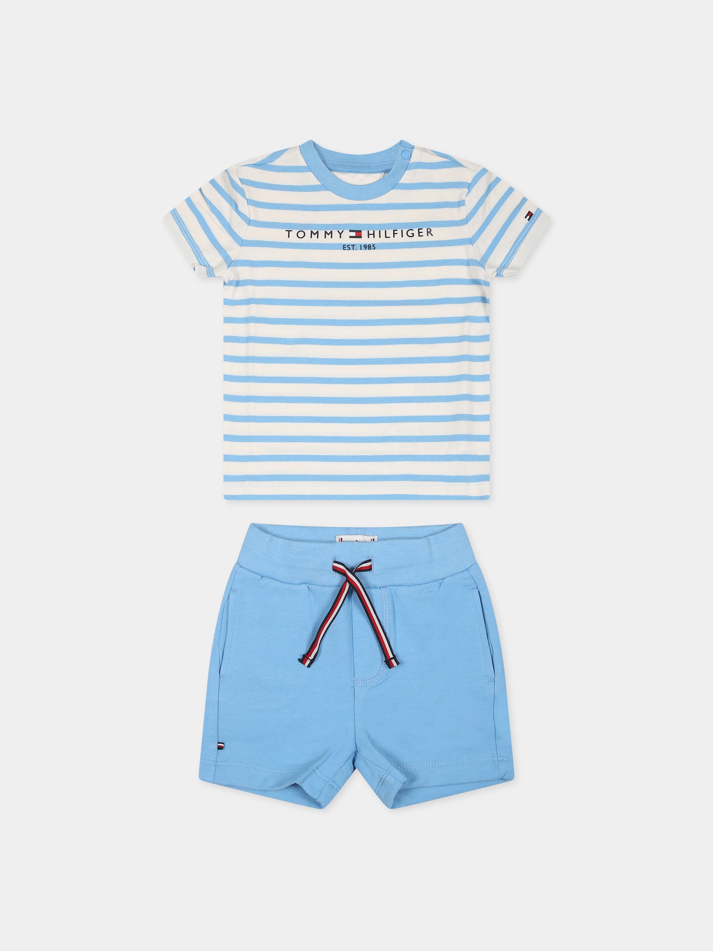 Completo celeste per neonato con logo,Tommy Hilfiger Junior,KN0KN01596