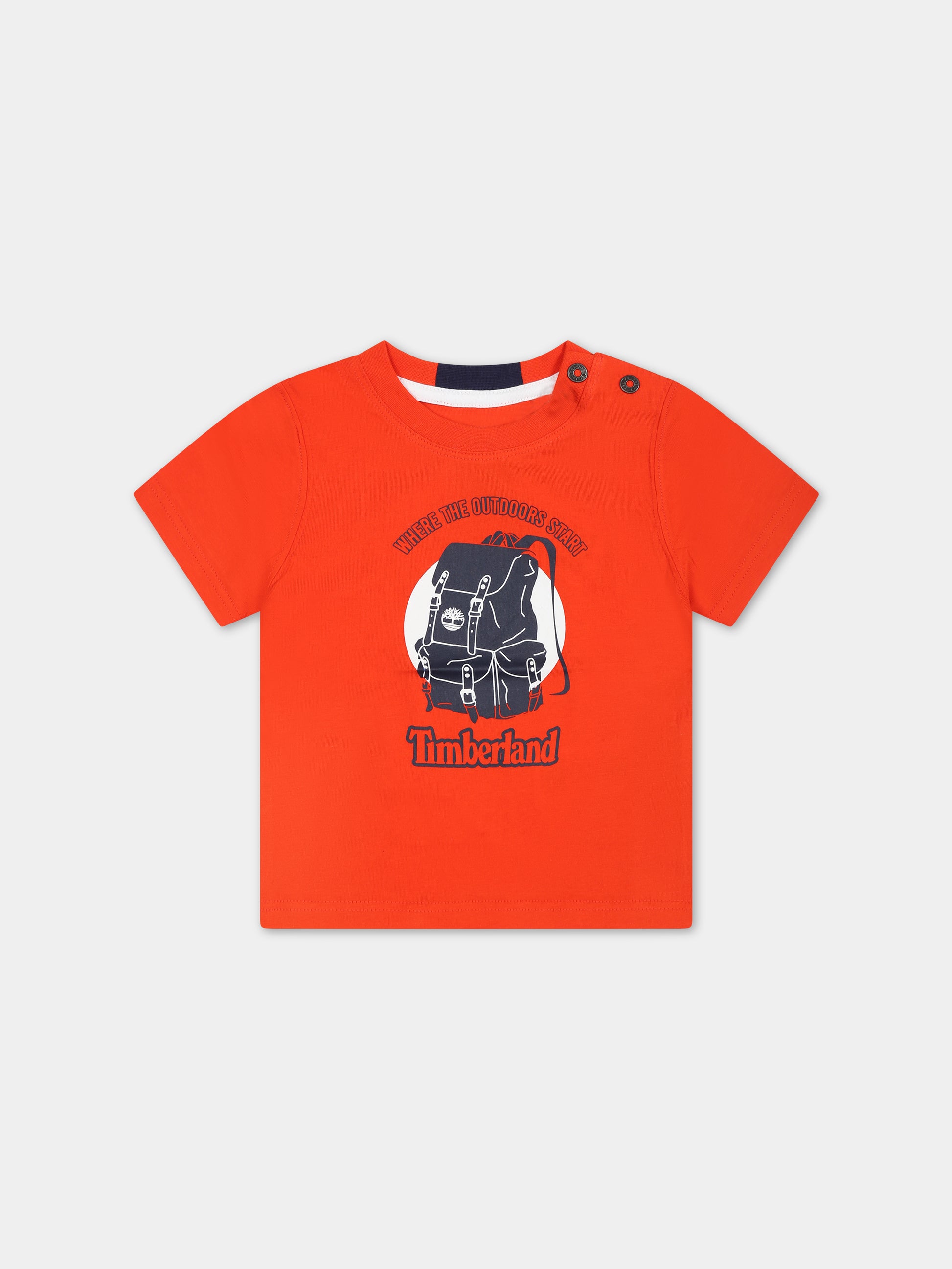 T-shirt arancione per neonato con logo,Timberland,T05K90 40A