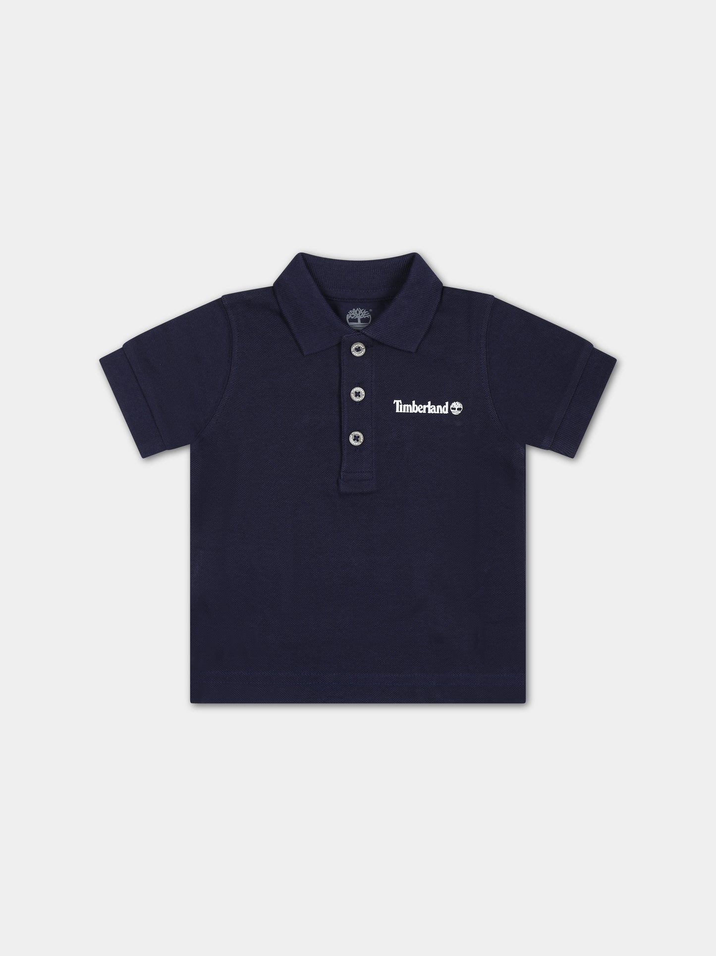 Polo blu per neonato con logo,Timberland,T05K99 85T