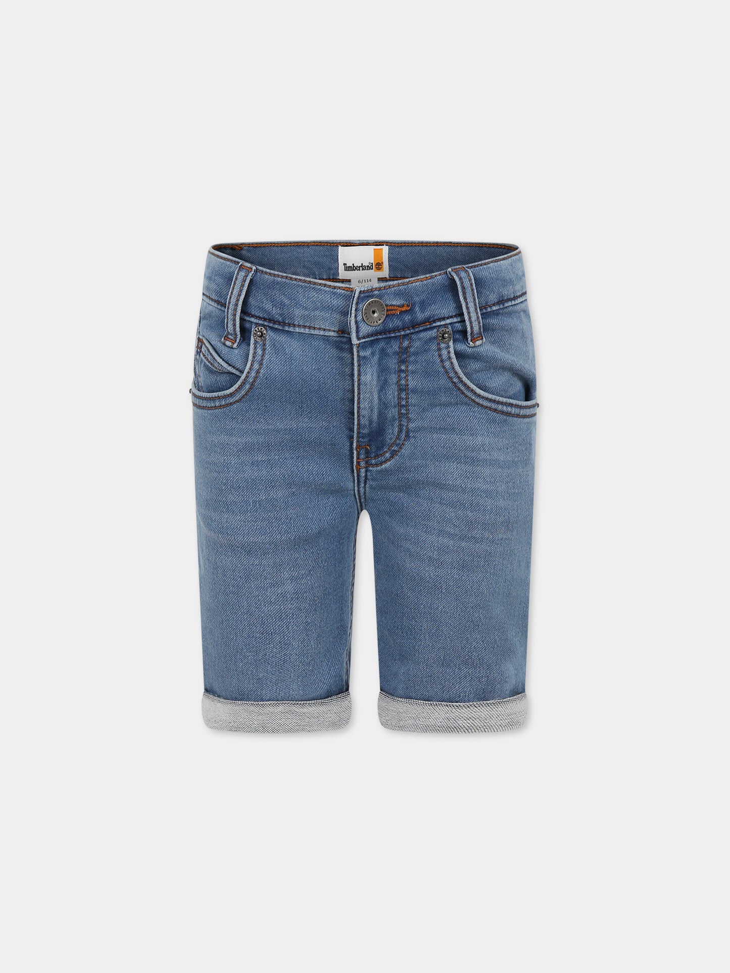 Shorts blu per bambino con logo,Timberland,T24C20 Z74