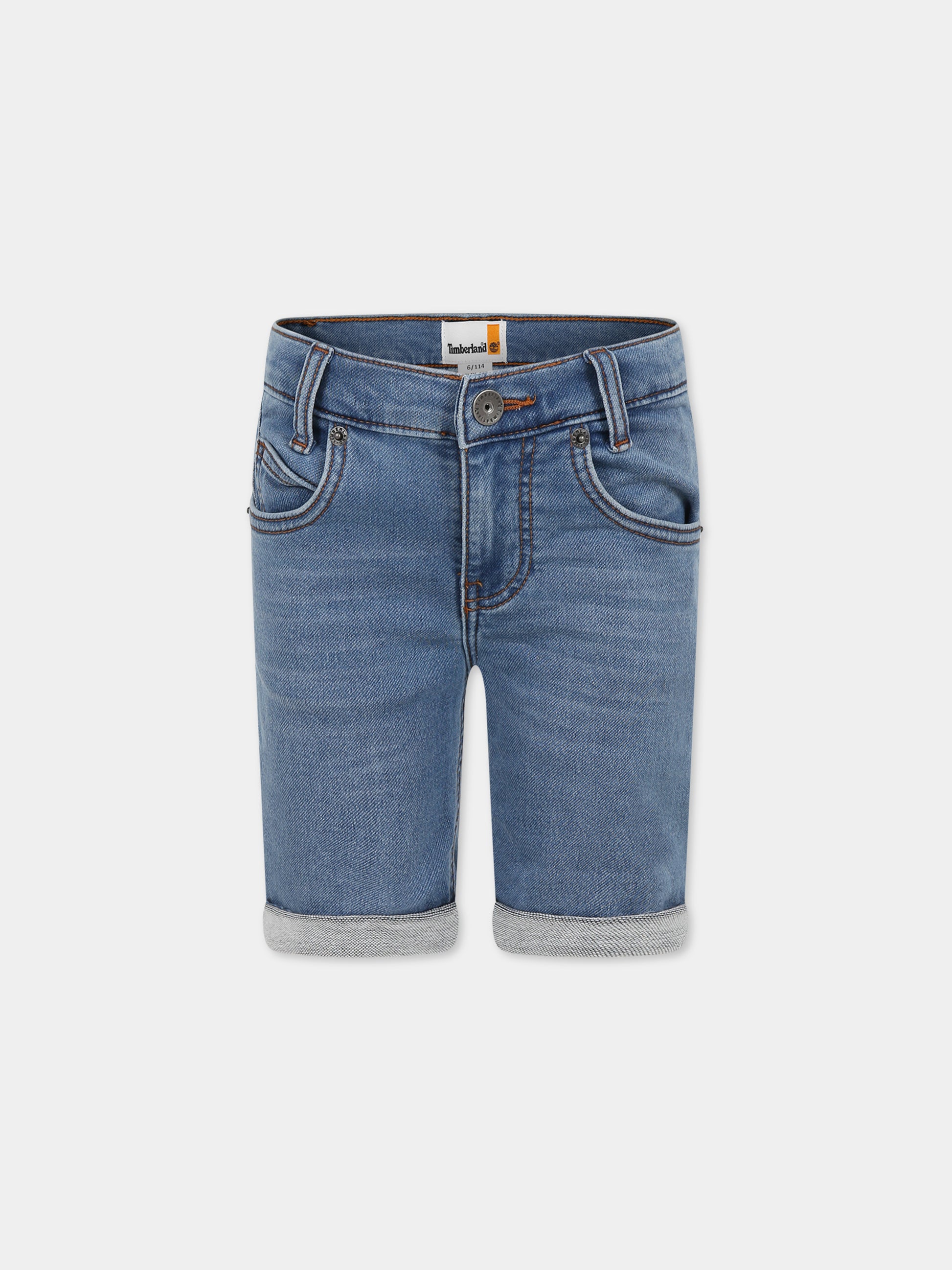 Shorts blu per bambino con logo,Timberland,T24C20 Z74