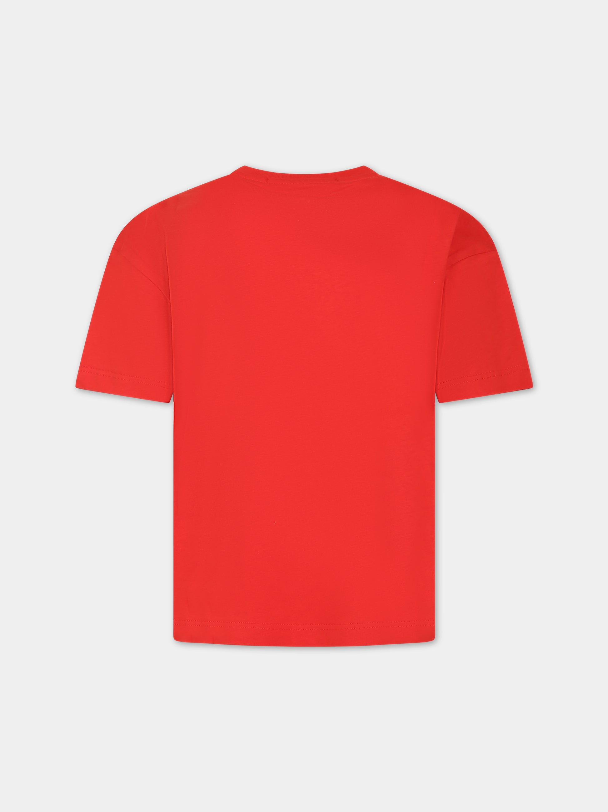 T-shirt rossa per bambini con logo,Msgm Kids,MS029317 040