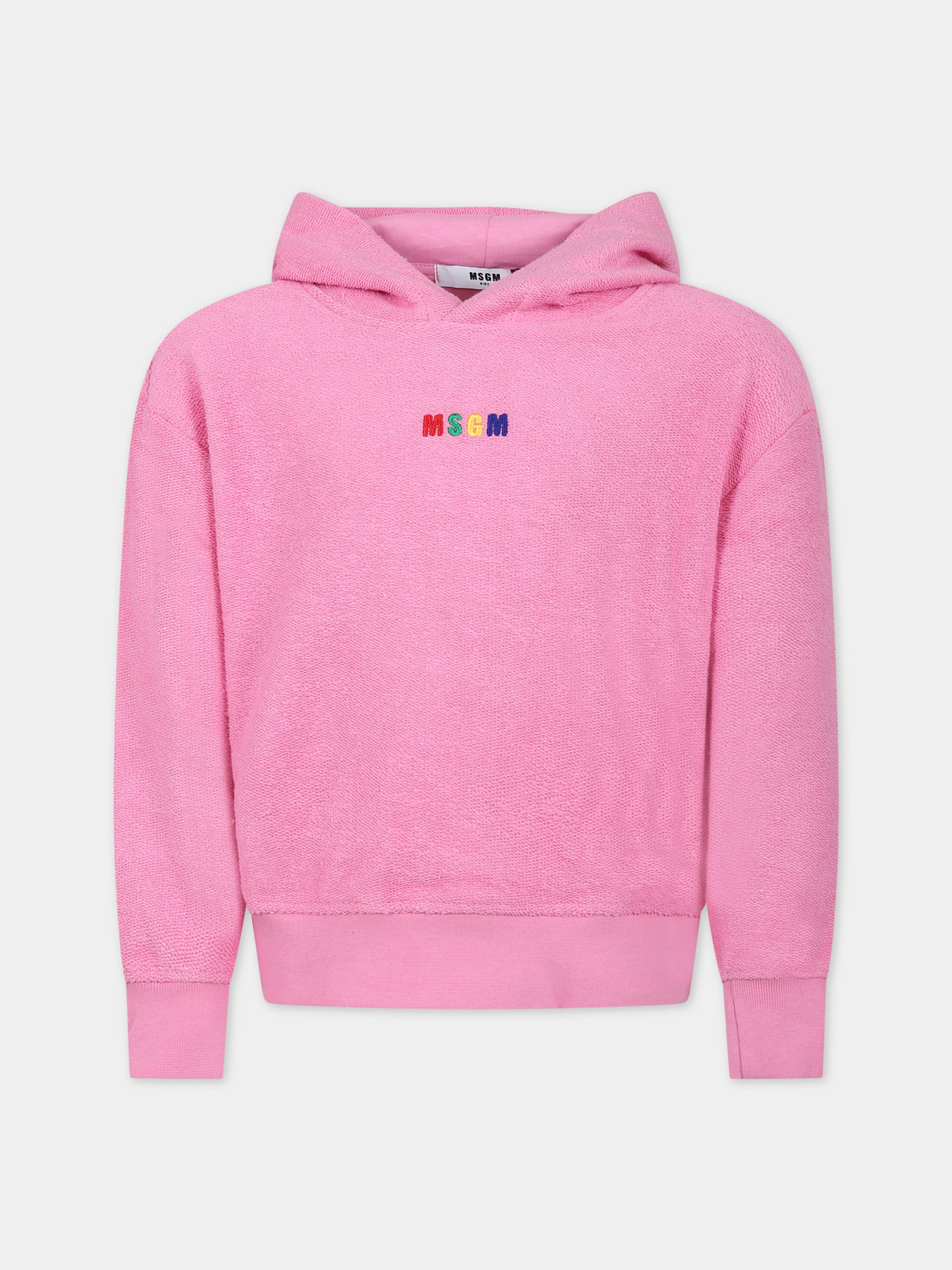 Felpa rosa per bambina con logo,Msgm Kids,MS029321 042