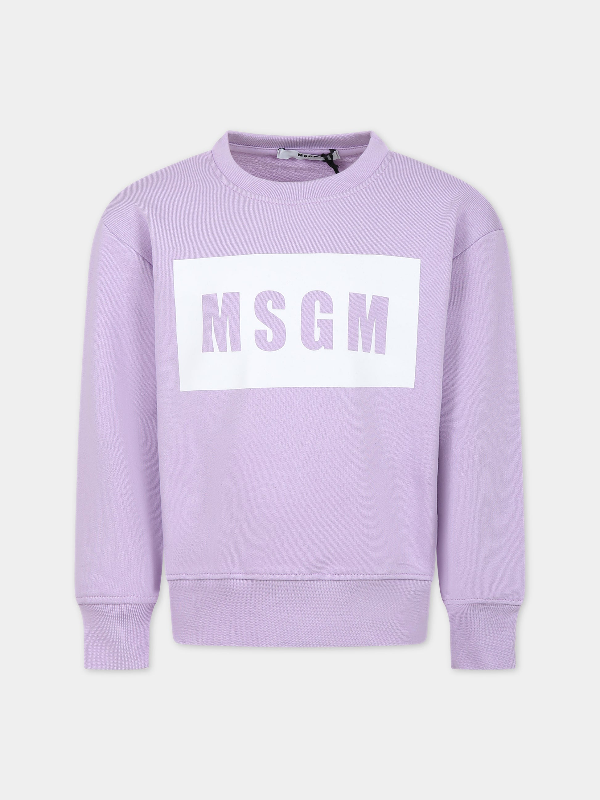Felpa lilla per bambini con logo,Msgm Kids,MS029322 071