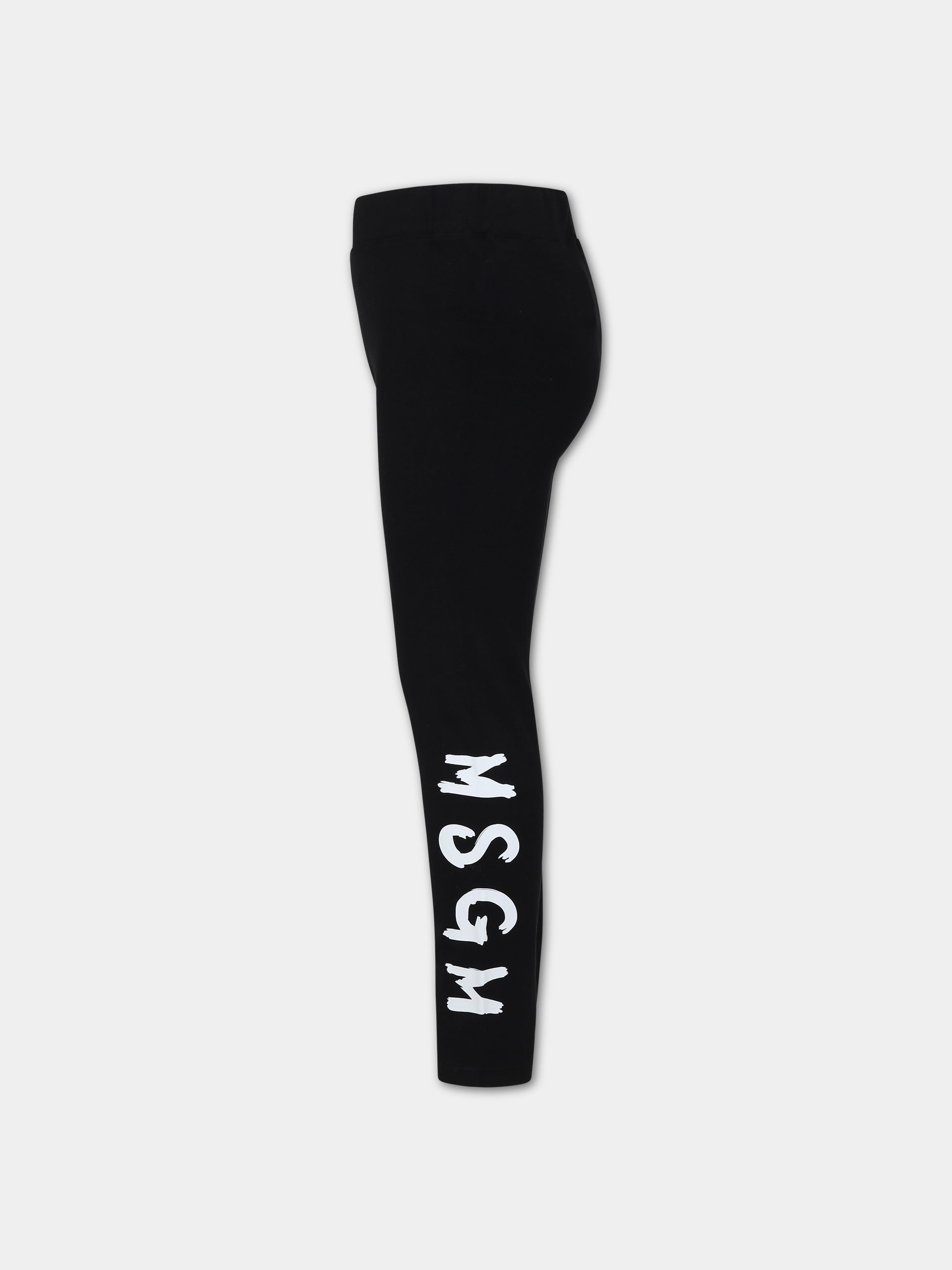 Leggings neri per bambina con logo,Msgm Kids,MS029330 110