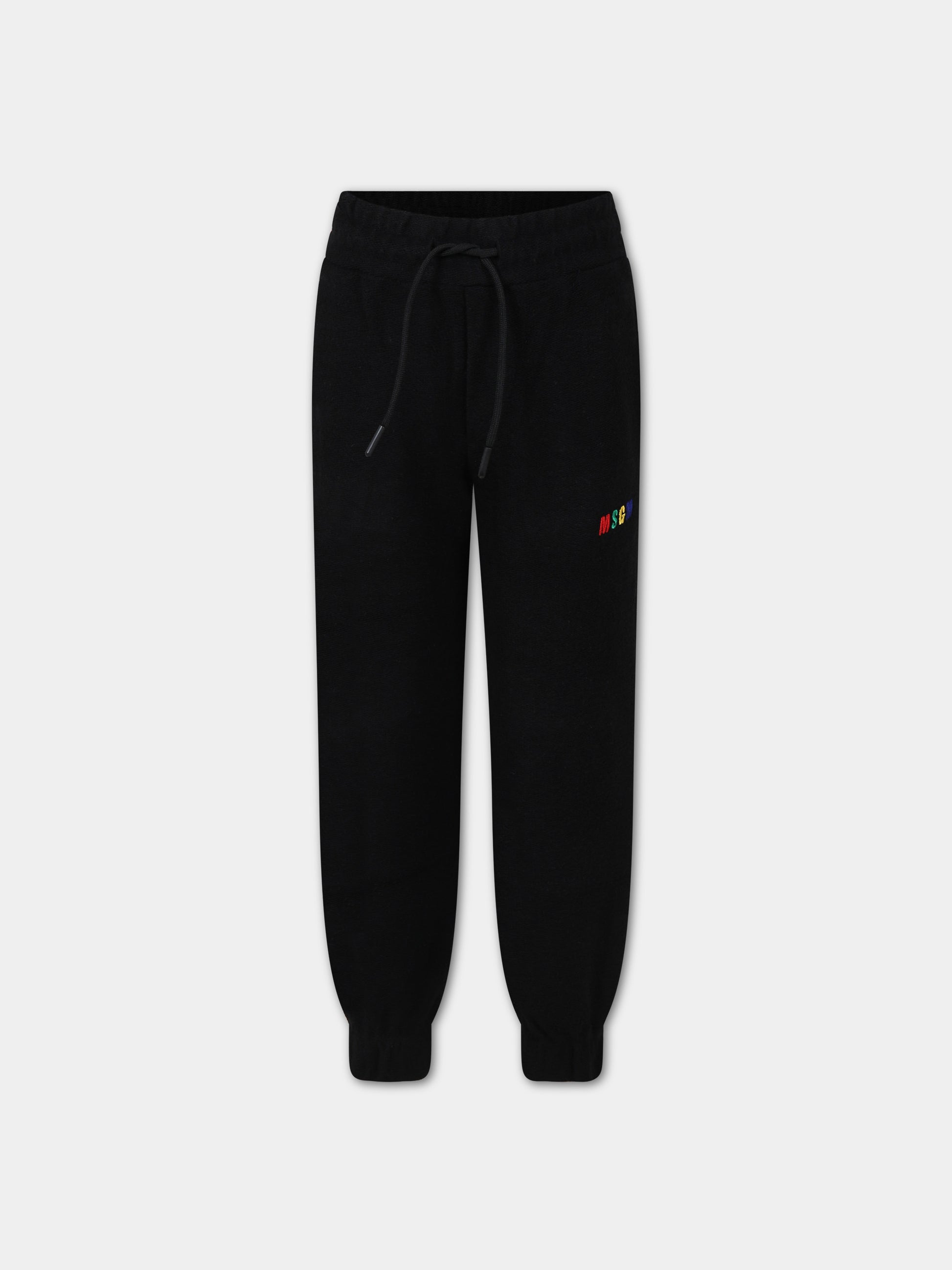 Pantaloni neri per bambini con logo,Msgm Kids,MS029341 110