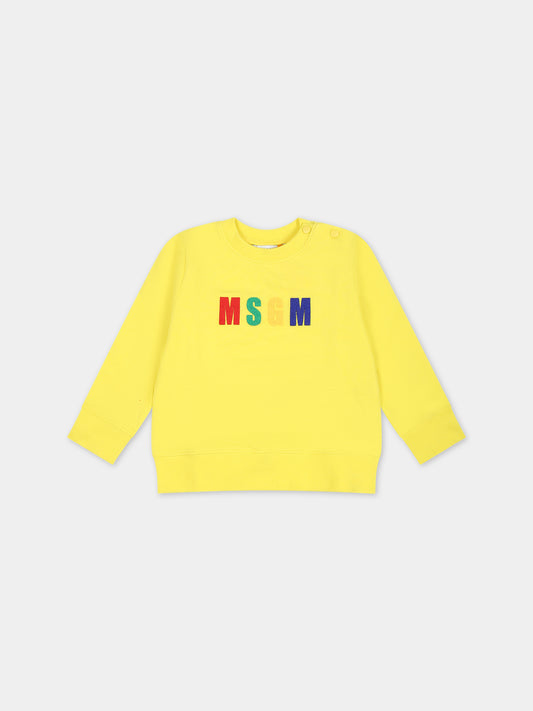 Felpa gialla per neonati con logo multicolor,Msgm Kids,MS029358 020