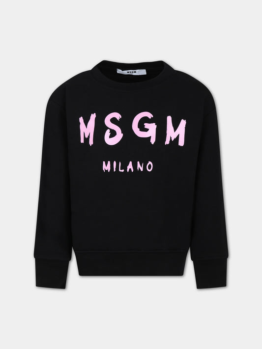 Felpa nera per bambini con logo,Msgm Kids,MS029373 110
