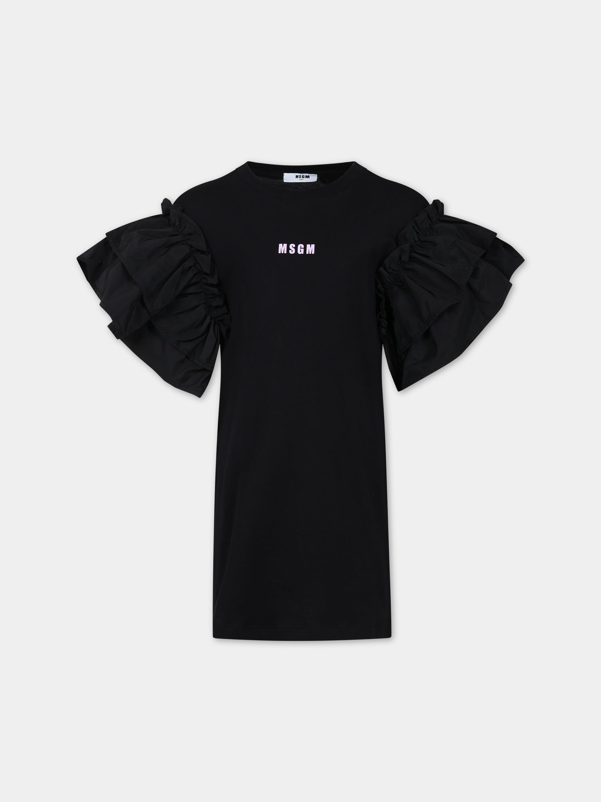Vestito nero per bambina con logo,Msgm Kids,MS029452 110