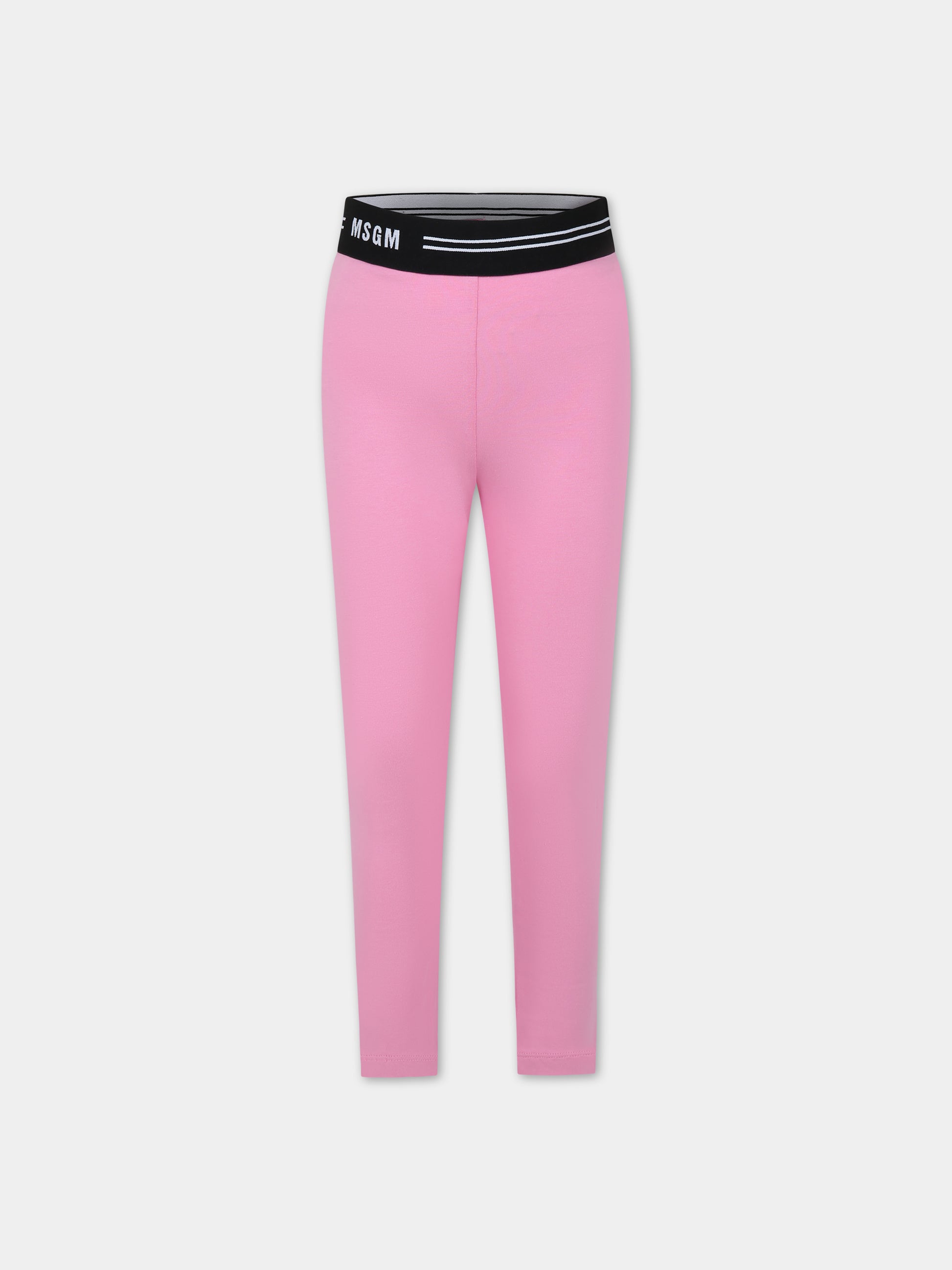 Leggings rosa per bambina con logo,Msgm Kids,MS029461 042