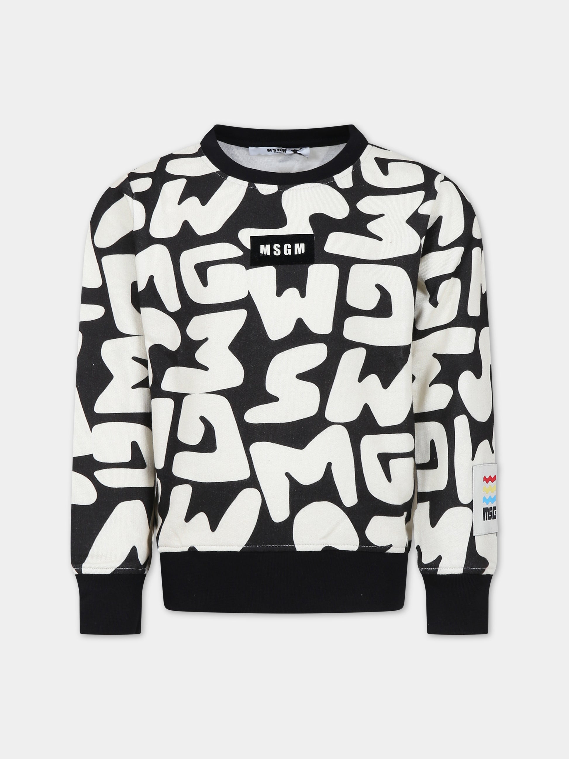 Felpa nera per bambino con logo,Msgm Kids,MS029498 200