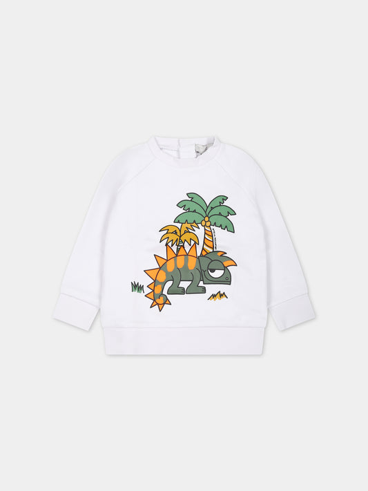 Felpa bianca per neonato con geco e logo,Stella Mccartney Kids,TS4540 Z0499 100