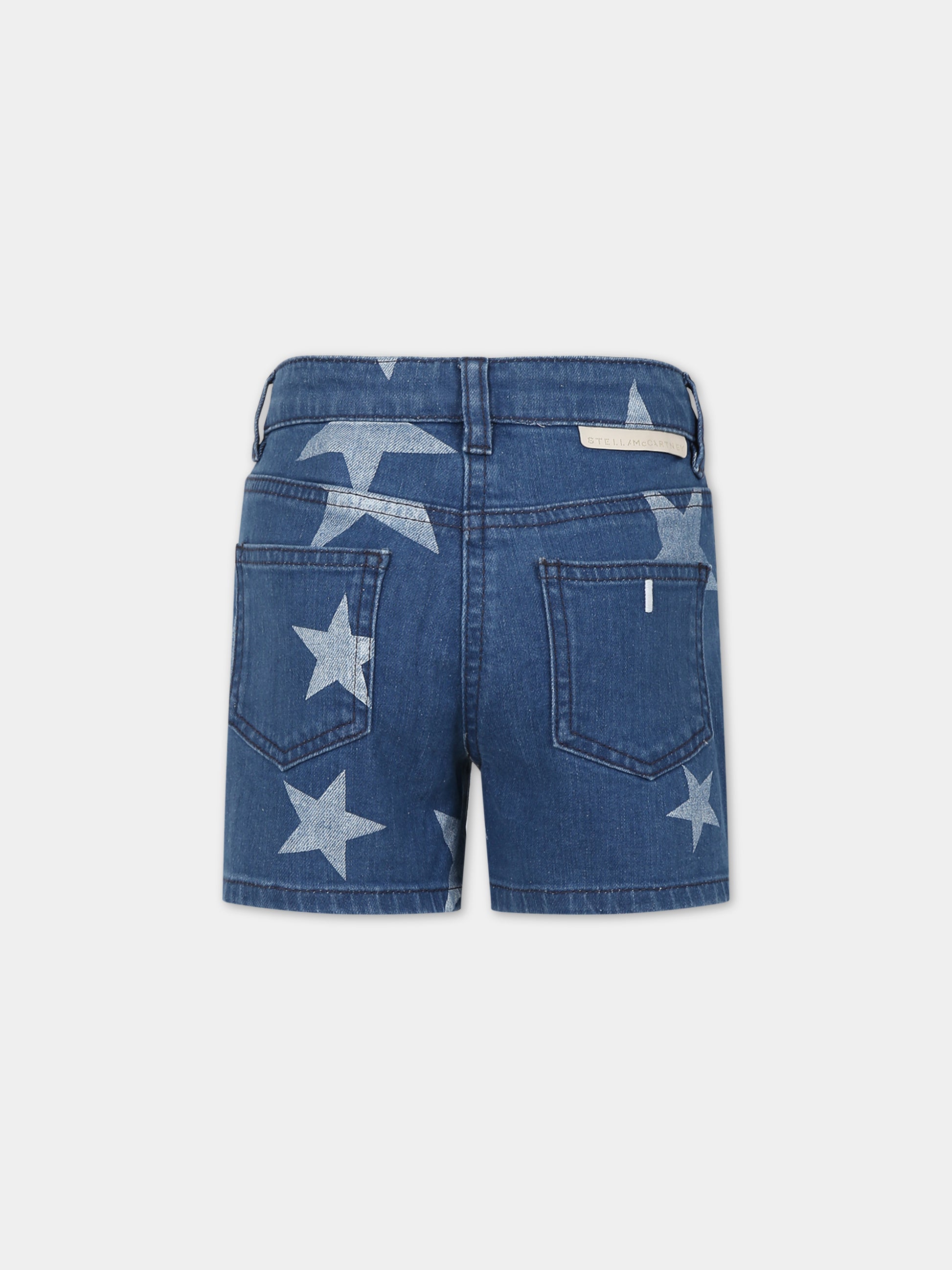 Shorts blu per bambina con stelle e logo,Stella Mccartney Kids,TS6E29 Z0863 620BC