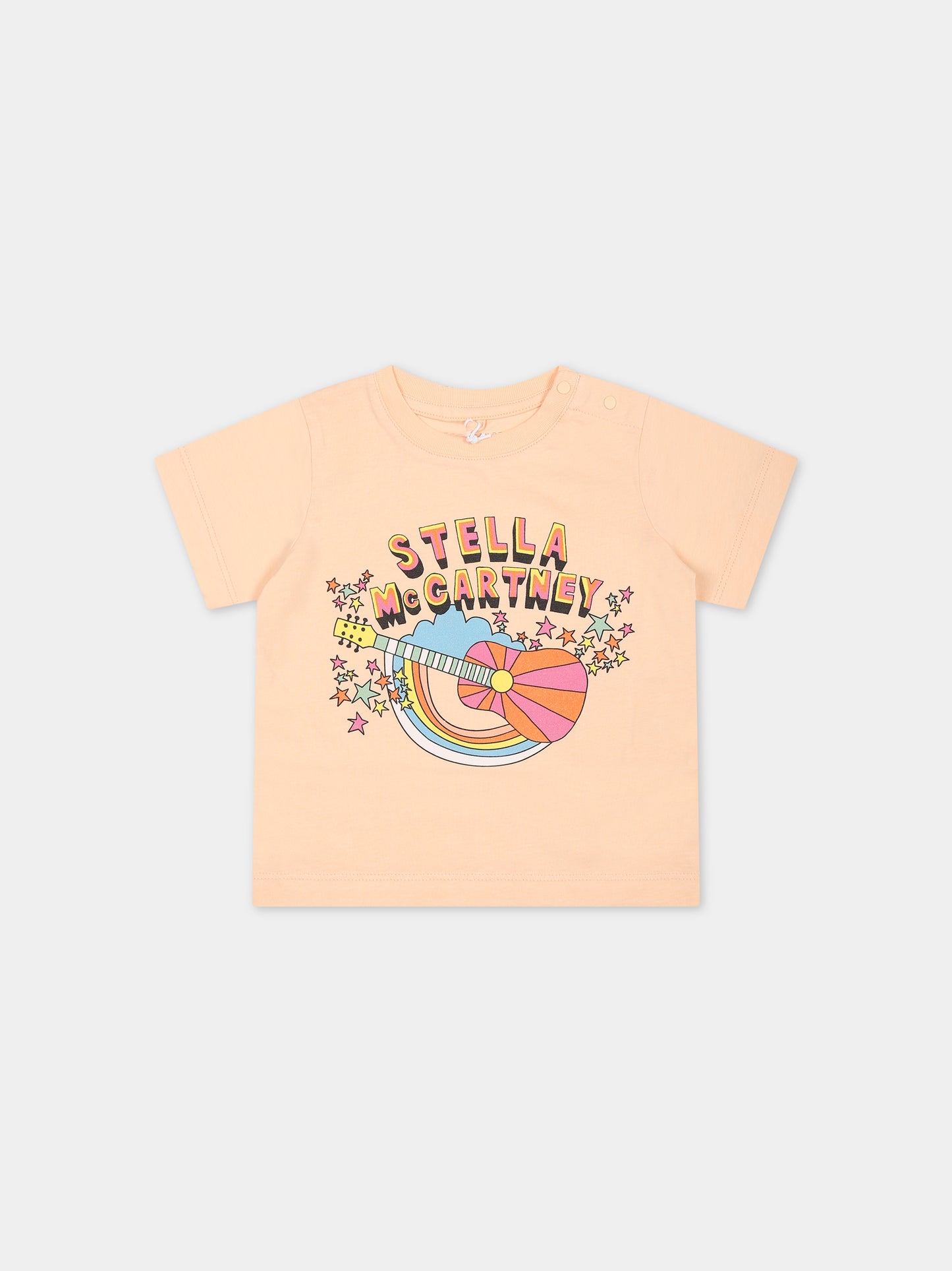 T-shirt rosa per neonata con logo e stampa,Stella Mccartney Kids,TS8001 Z0434 504