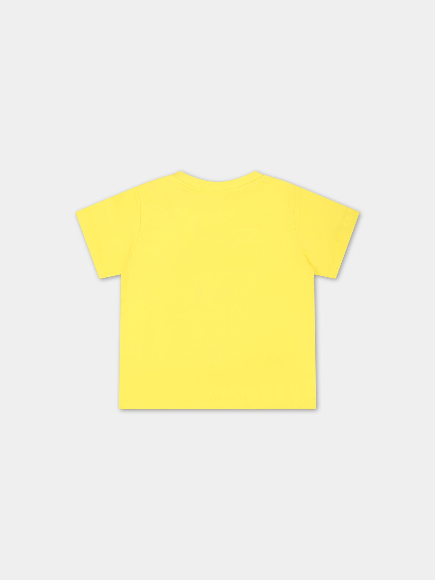 T-shirt gialla per neonata con fiore e logo,Stella Mccartney Kids,TS8021 Z0434 201