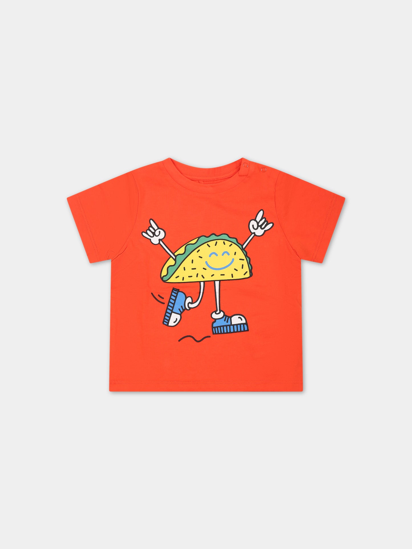 T-shirt rossa per neonato con tacos,Stella Mccartney Kids,TS8581 Z0434 412