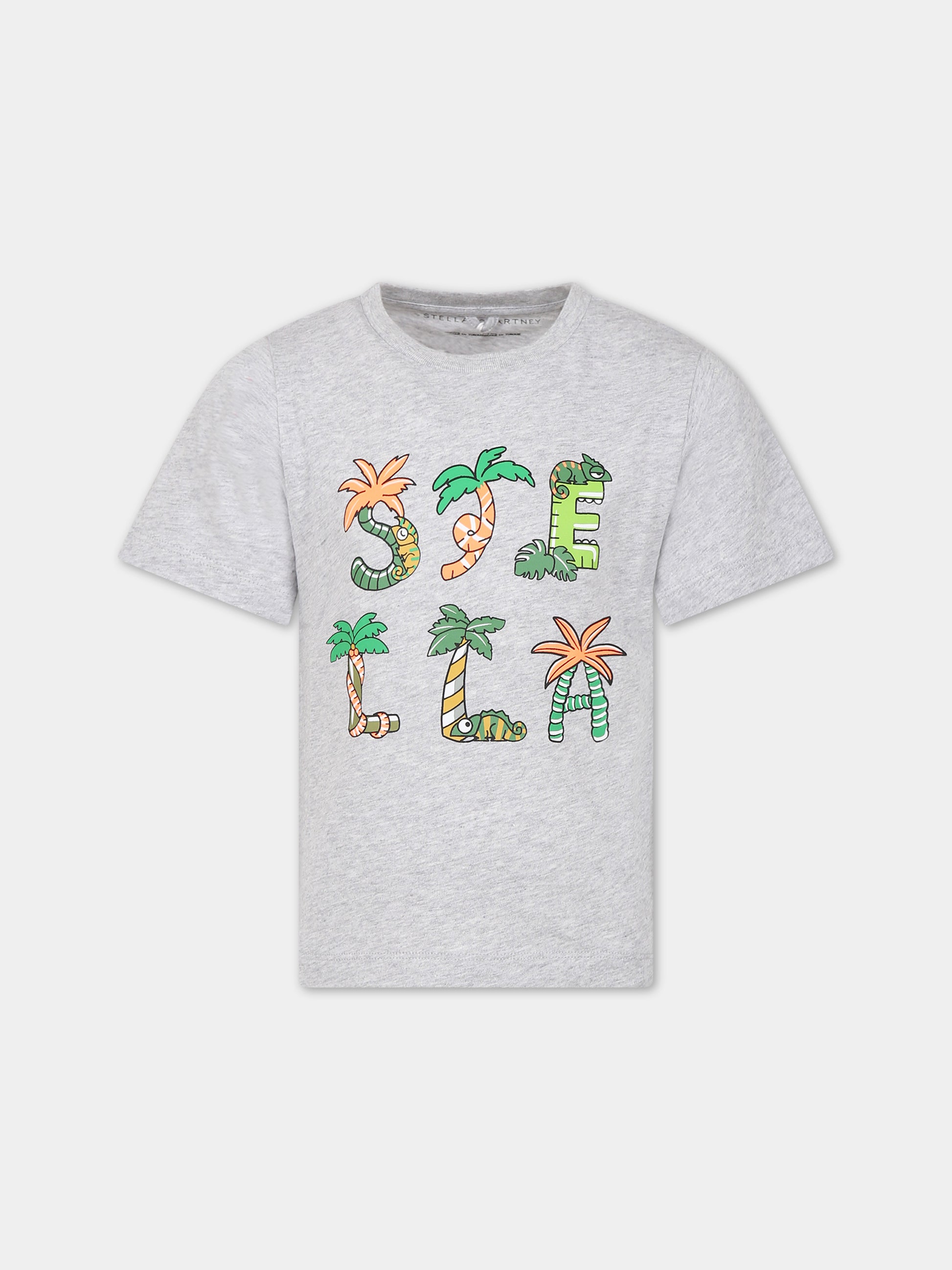 T-shirt grigia per bambino con logo,Stella Mccartney Kids,TS8R21 Z0434 904